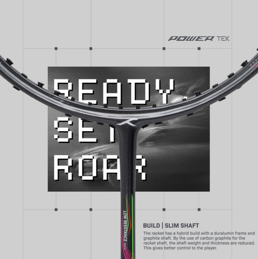 Hundred Powertek 1000 Pro Strung Badminton Racquet (Dk Grey/White)
