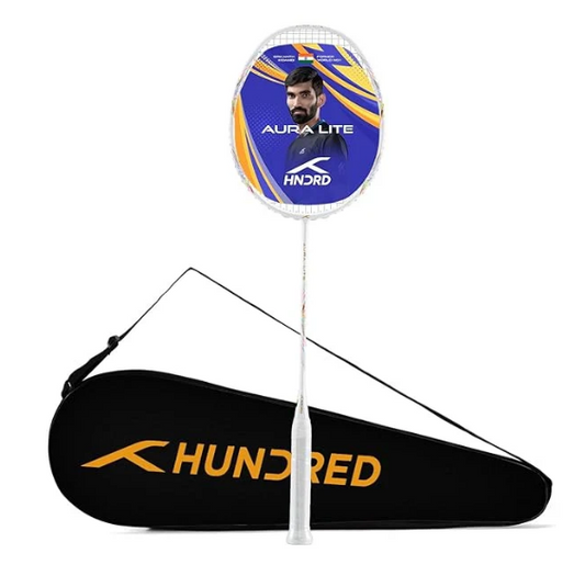 Hundred Aura Lite Unstrung Badminton Racquet (White)