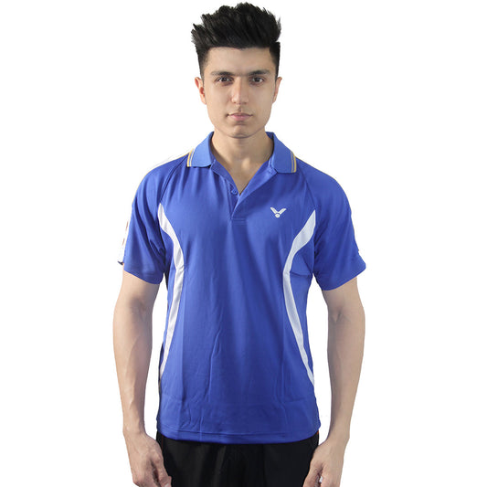 polo badminton shirt, Victor polo t-shirt, Perfect Dry fabric, button neck shirt, breathable polyester top, moisture-wicking polo, men’s sports polo, lightweight training shirt, badminton courtwear, professional sports shirt, durable badminton tee, Victor sports apparel, quick-dry polo shirt, tournament shirt, classic polo design, breathable athletic shirt