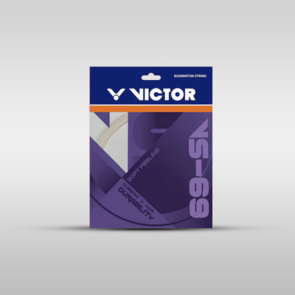 Victor VS-69 Badminton String – 0.69mm Soft Feeling, High Resilience & Durability, 10m (White)