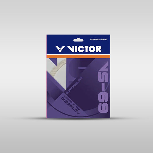 Victor VS-69 Badminton String – 0.69mm Soft Feeling, High Resilience & Durability, 10m (White)