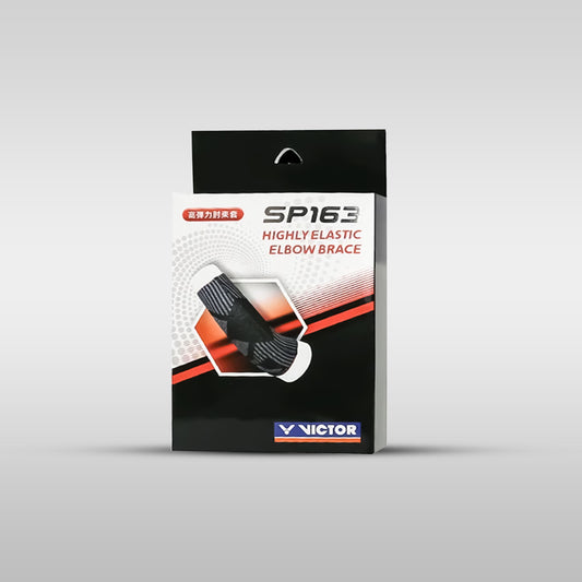 Victor SP-163 Highly Elastic Elbow Brace – Compression Support for Badminton & Sports (Black, M / XL)