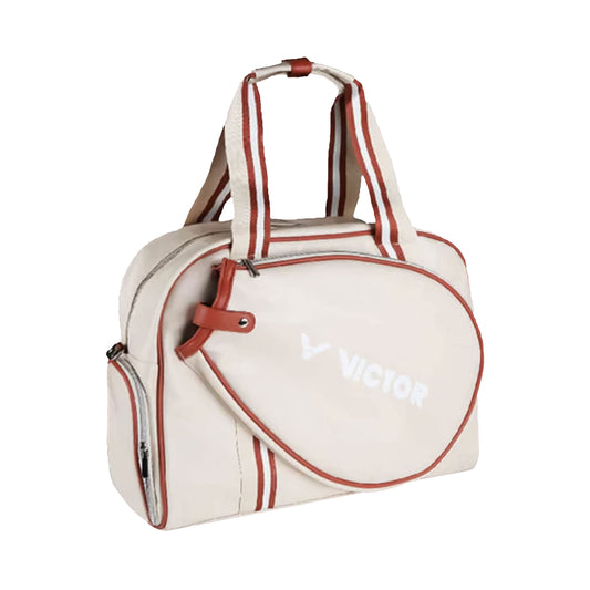 shoulder tote bag, Victor BR5914, lightweight tote, badminton essentials holder, polyester & PU leather, beige color, casual court‑bag alternative, everyday usage bag, gear & accessories tote, comfy strap carry, compact badminton bag, fashionable sports tote, easy‑carry shoulder bag, small yet functional, stylish accessory bag