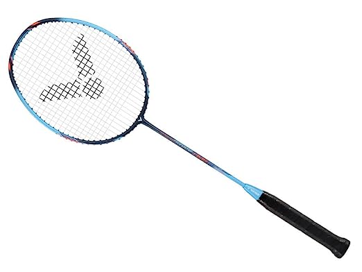 Victor Thruster Hammer racket, 5U strung racket, flexible badminton racket, high repulsion racket, powerful smash racket, graphite + resin frame, head heavy racket, aggressive play racket, Victor racket for attack, badminton racket for hard hitters, G6 grip Victor racket, lightweight graphite racket, badminton racket for performance, high string tension racket, Victor power racket

