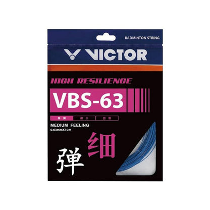 high resilience string, Victor VBS‑63, 0.63mm nylon string, responsive racket string, control & durability string, made in Japan string, repulsion string string, medium feel string, string for advanced players, durable badminton string, lightweight string material, fatigue resistant string, premium string supply, tournament grade string, professional string type