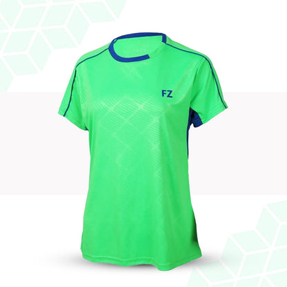 junior badminton t-shirt, green badminton shirt, FZ Forza Barcelona tee, Dryforze kids t-shirt, Toucan Green sportswear, unisex junior courtwear, breathable badminton tee, anti-pilling junior shirt, polyester kids t-shirt, lightweight court shirt, stretchable badminton top, moisture-wicking tee, kids athletic shirt, training t-shirt for juniors, Dryforze performance wear