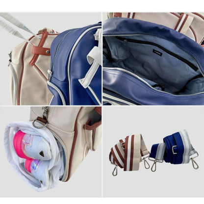 shoulder tote bag, Victor BR5914, lightweight tote, badminton essentials holder, polyester & PU leather, beige color, casual court‑bag alternative, everyday usage bag, gear & accessories tote, comfy strap carry, compact badminton bag, fashionable sports tote, easy‑carry shoulder bag, small yet functional, stylish accessory bag