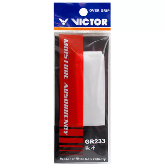 single overgrip, Victor GR233, moisture absorbing grip, sweat control grip, polyurethane grip, slim grip wrap, color options grip, lightweight grip tape, better racket control, non‑slip grip, replacement grip, comfort overgrip, thin grip layer, durable grip, color matching for racket handle